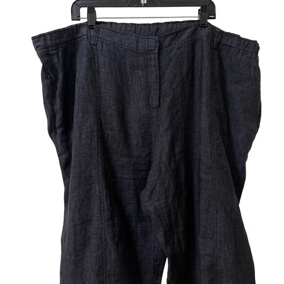 Eileen Fisher Organic Linen Easy Ankle Pants Size 3X Denim Blue Coastal NWT - Picture 2 of 8
